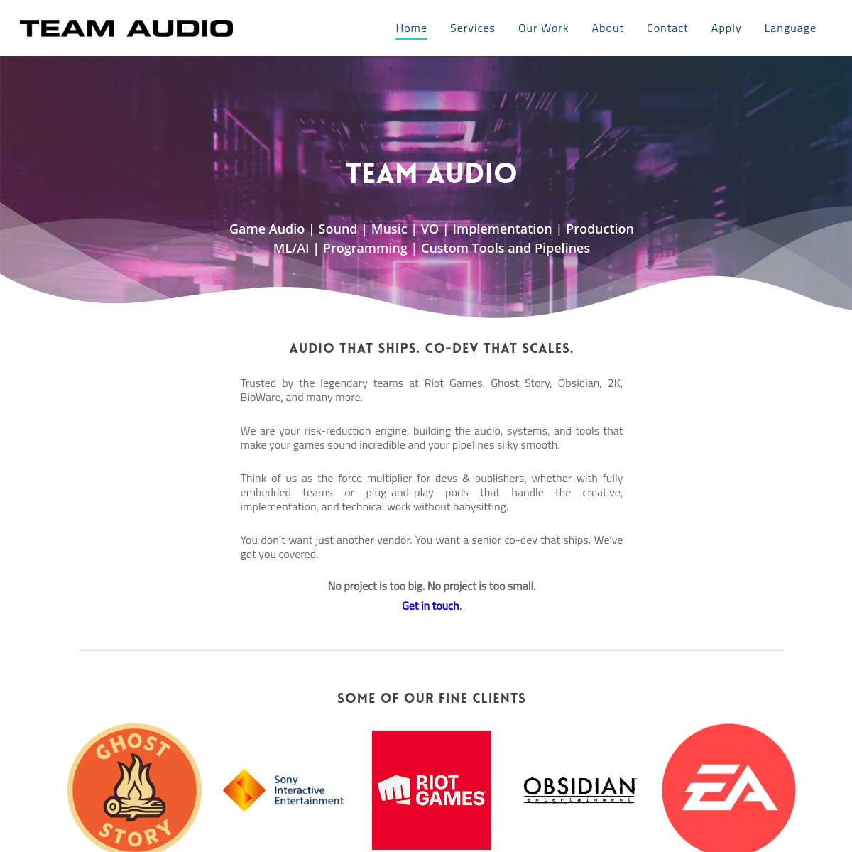Team Audio portfolio image 1